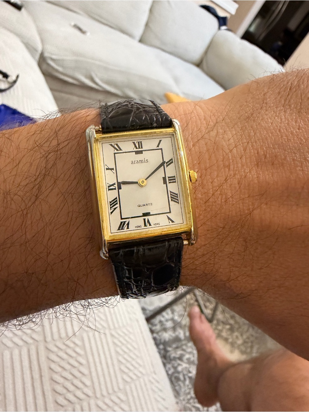 Vintage Aramis Quartz Tank Watch - Gold Plated Roman Numeral Dress Unisex Watch